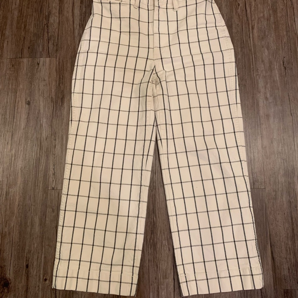 Madewell Plaid Wide Leg Cropped Jeans